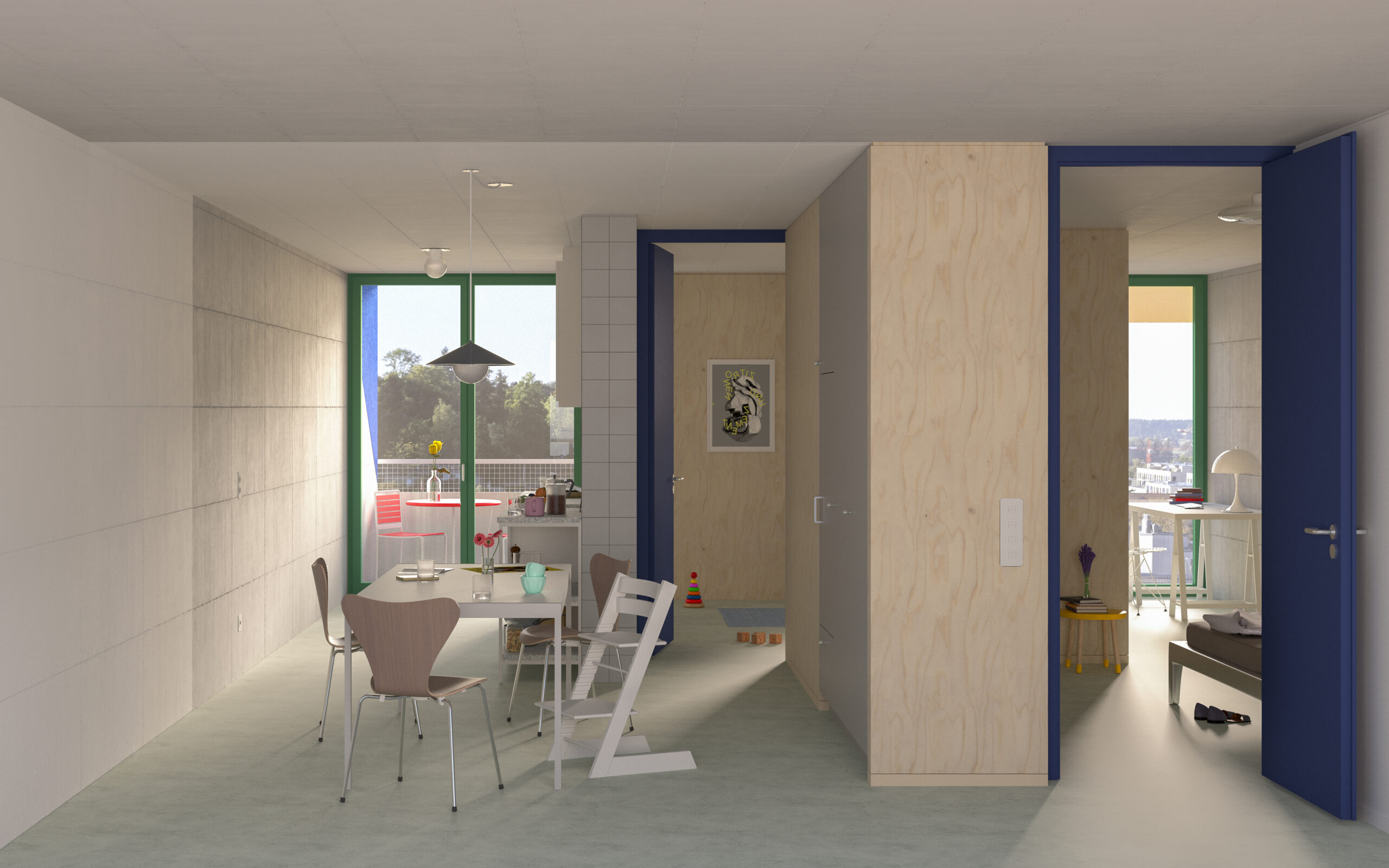 Haus A 3 Zimmer Wohnung Blick Richtung Park